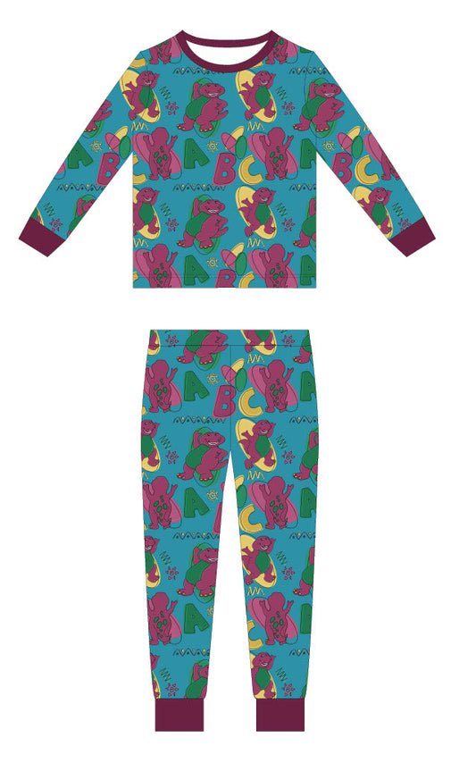 90’s Purple Dino 2 piece Pajama Set PREORDER- DECEMBER ETA