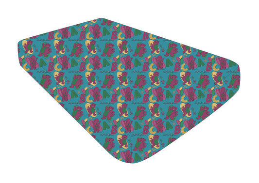 90's Purple Dino Crib Sheet PREORDER- DECEMBER ETA