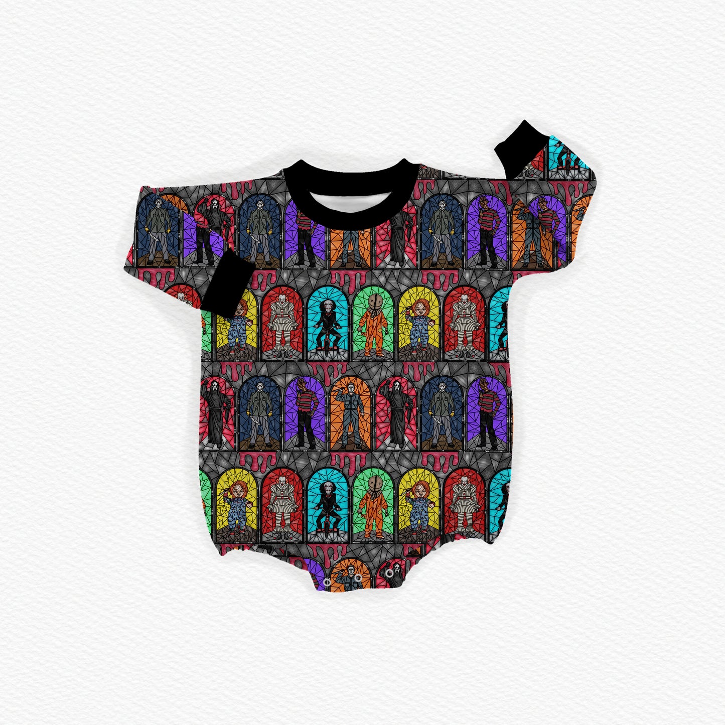 Stained Glass Horror Stars Oversized Bubble Romper (PRESALE– SHIPS APPROX SEPT)