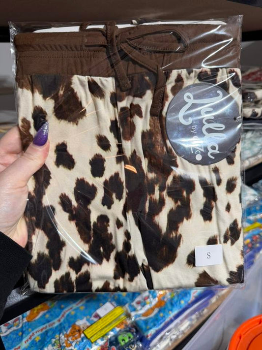Brown Cow Print Adult Unisex Joggers