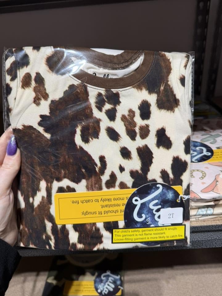 Brown Cow Print 2 piece Pajama Set
