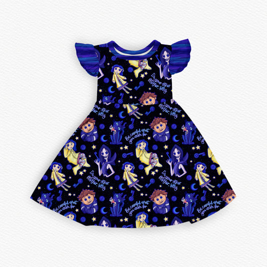 Button Eyes Ruffle Twirl Dress (PREORDER – SHIPS APPROX SEPT)
