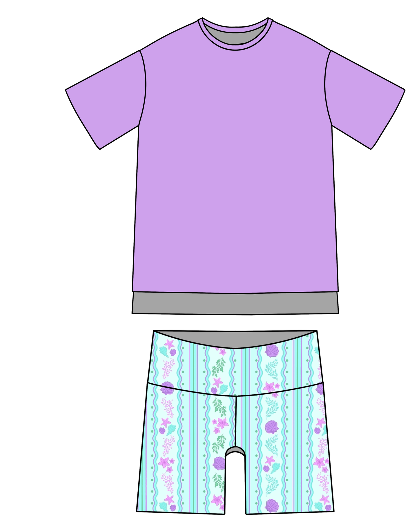 Mermaid Stripes Women's Oversized Lounge Set (PREORDER – SHIPS DEC)