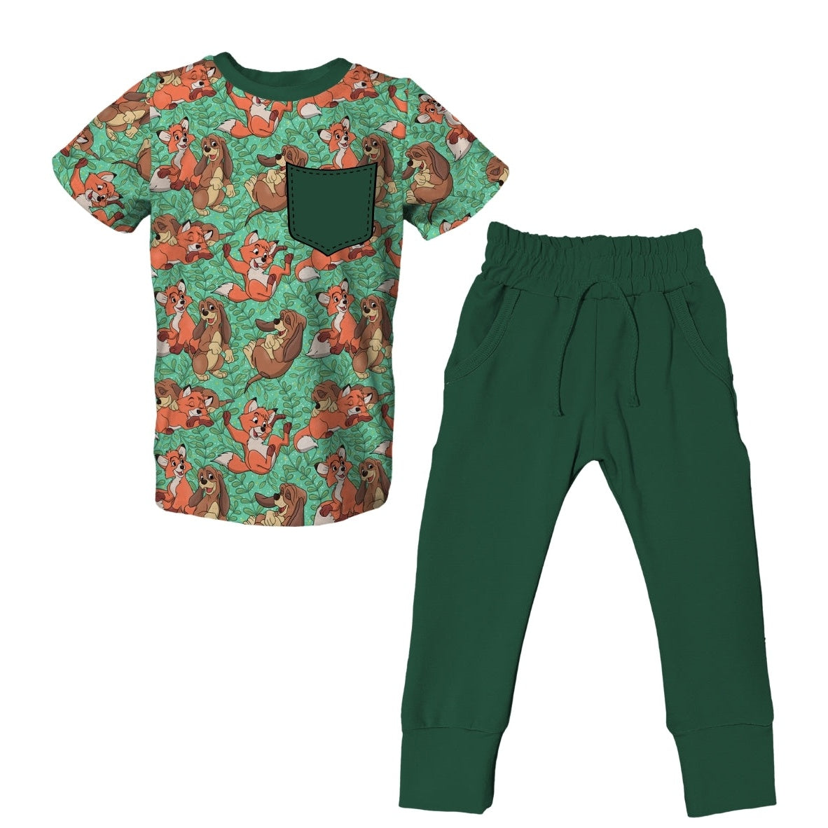 Best of Friends Short Sleeve Jogger Set - coZco bamboo pajama set