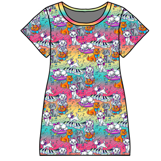 Jazzy Felines Women's Nightgown (PREORDER – SHIPS APPROX DEC)