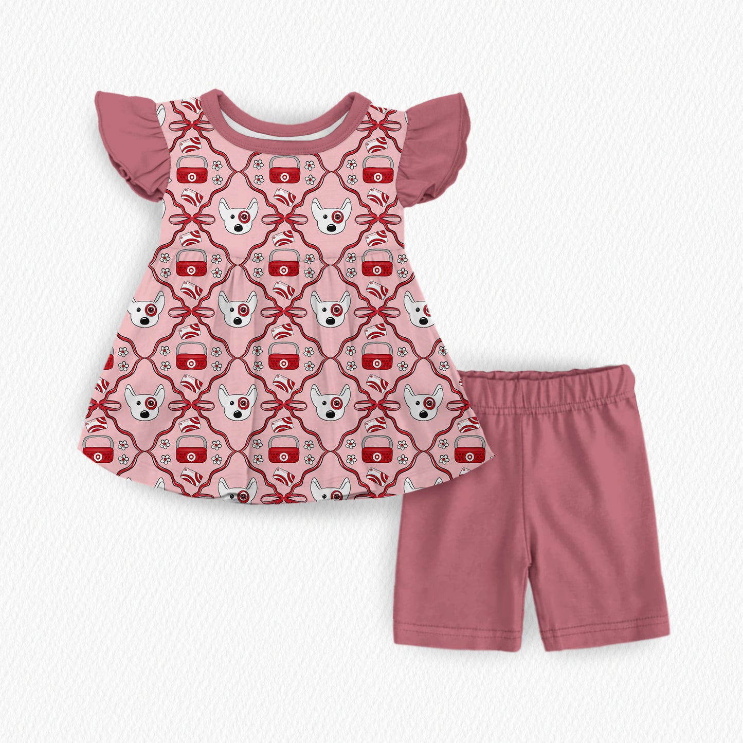 Bullseye Bows Ruffle Peplum + Biker Set