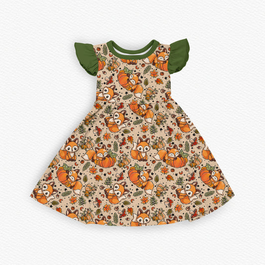 Foxy Harvest Ruffle Twirl Dress (PREORDER – SHIPS APPROX OCT)