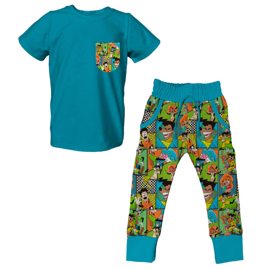 Stand Out Short Sleeve Jogger Set - coZco bamboo pajama set