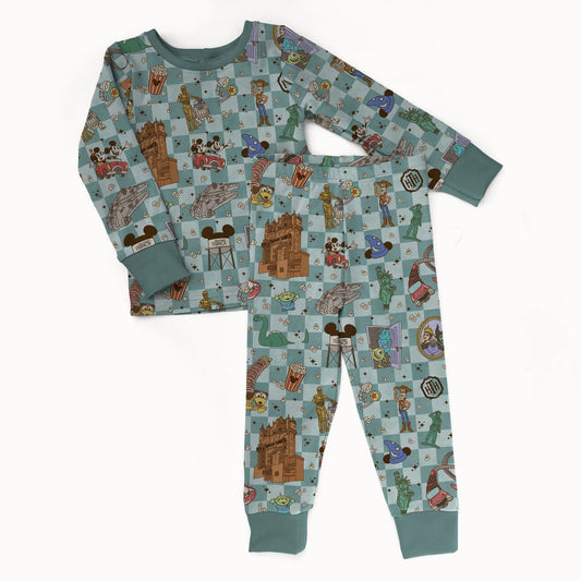 Hollywood Lights 2 piece Pajama Set - coZco bamboo pajama set