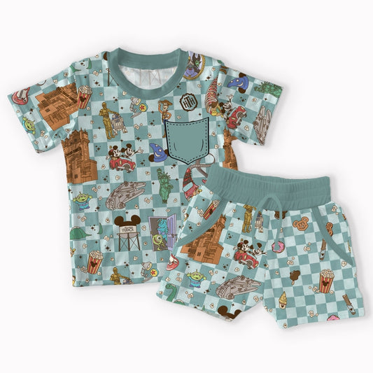 Hollywood Lights Pocket Tee & Shorts Set - coZco bamboo shorts