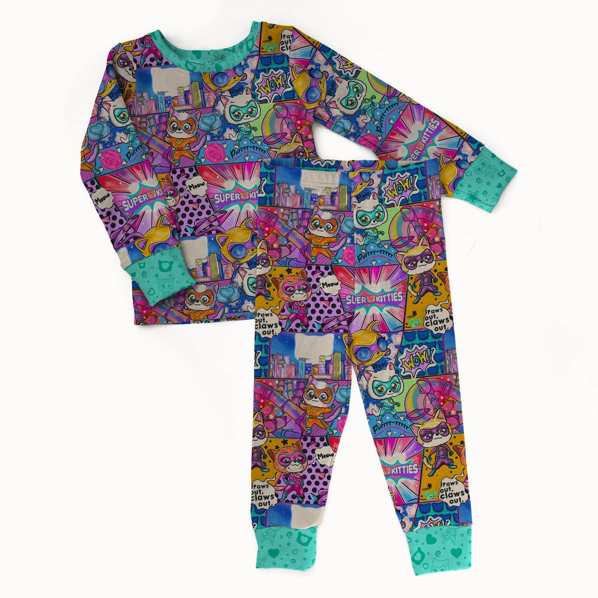 Kitty Power 2 piece Pajama Set - coZco bamboo pajama set
