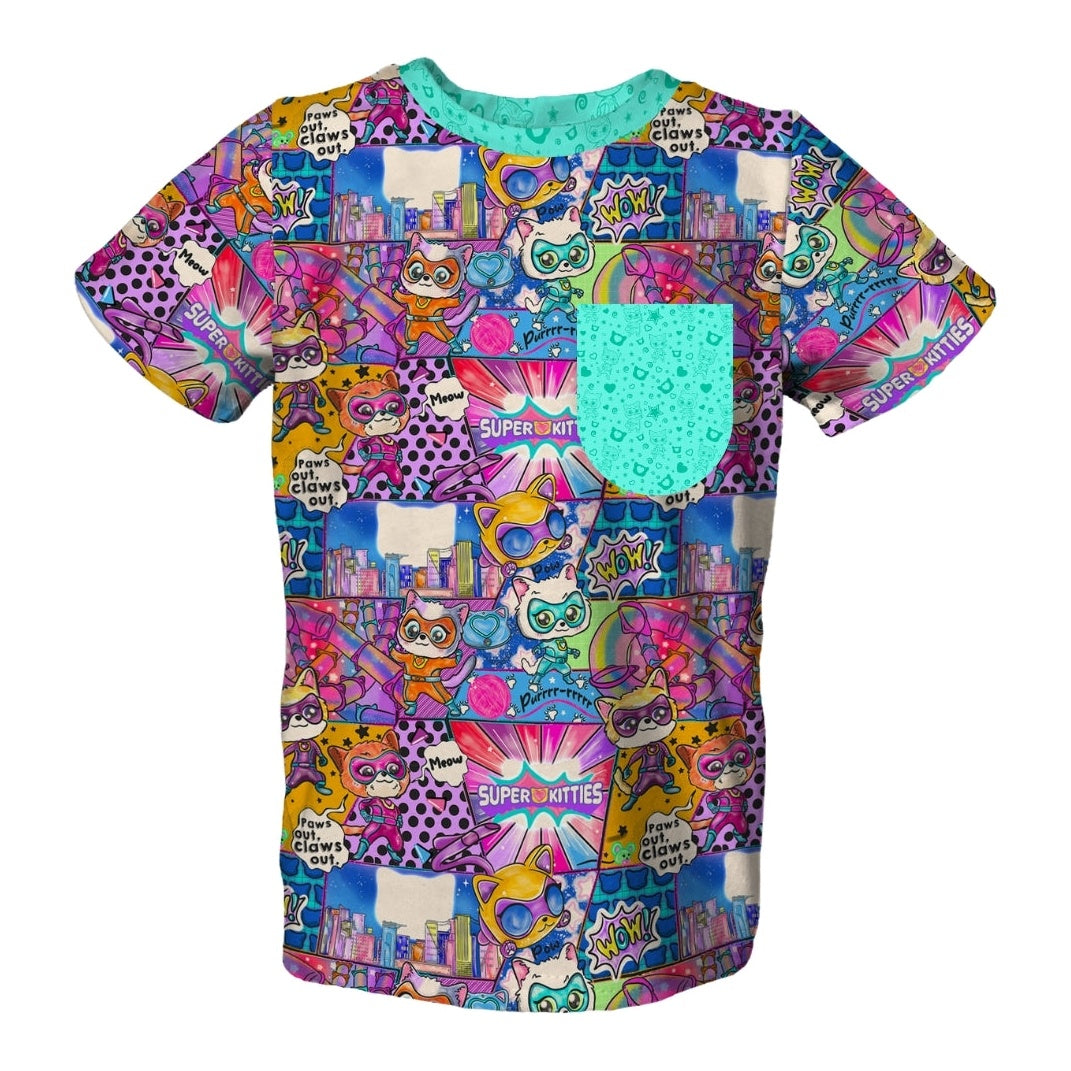 Kitty Power Pocket Tee - coZco bamboo tee
