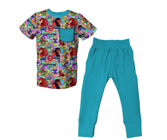 Laugh In The Face of Danger Short Sleeve Jogger Set (PRESALE– SHIPS APPROX 9/23)