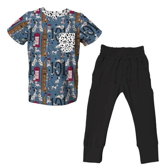 London Spots Short Sleeve Jogger Set - coZco bamboo pajama set