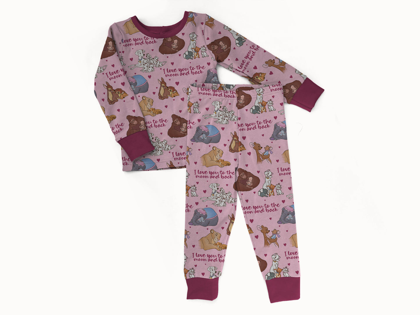 Love You To The Moon (Pink) 2 piece Pajama Set (PREORDER – SHIPS APPROX NOV)