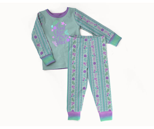 Mermaid Stripes 2 piece Pajama Set (PREORDER – SHIPS APPROX DEC)