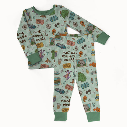 Passport Dreams 2 piece Pajama Set - coZco bamboo pajama set