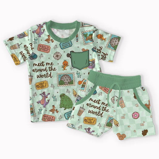 Passport Dreams Pocket Tee & Shorts Set - coZco bamboo shorts