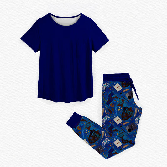 House Intelligence Short Sleeve Jogger Set - coZco bamboo pajama set