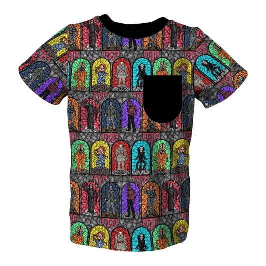 Stained Glass Horror Stars Pocket Tee - coZco bamboo tee