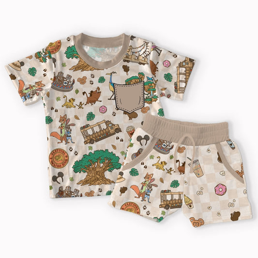 Wild Adventure Pocket Tee & Shorts Set - coZco bamboo shorts